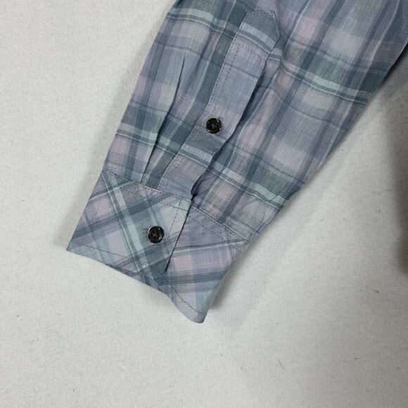 Rails Long Sleeve Button Up 100% Linen Shirt Mens Medium Blue Plaid Havana Jewel - Picture 10 of 14